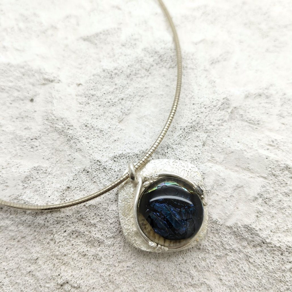 Verre et argent - Pendentif -Voyage dans la nature 2