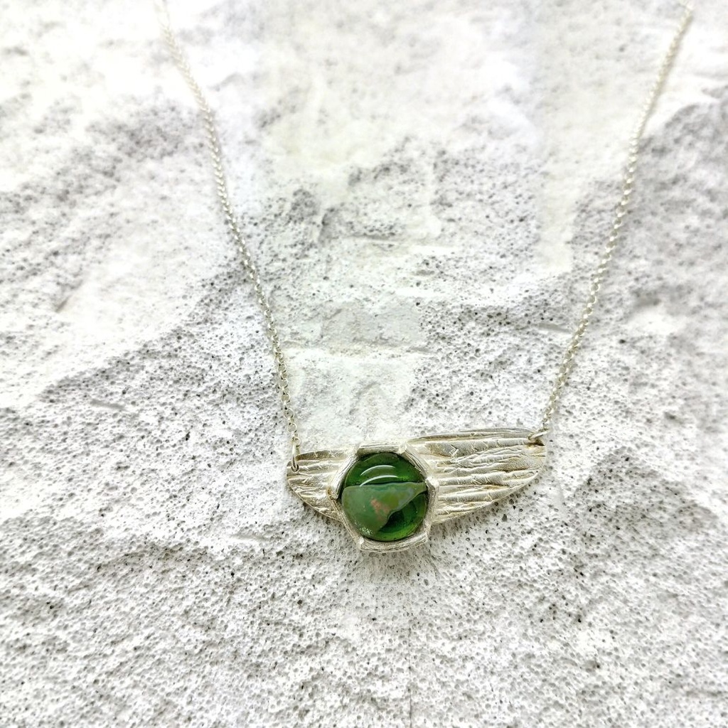 Verre et argent - Pendentif - Inspiration nature