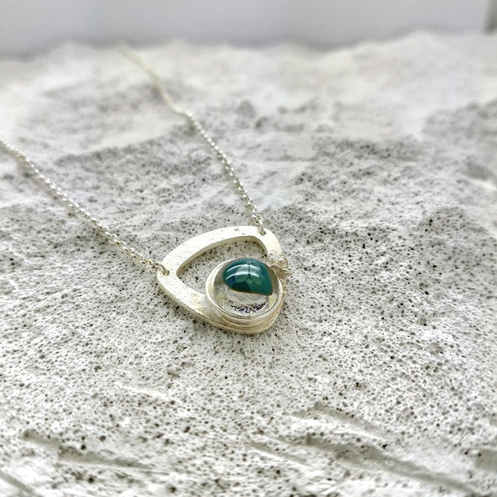 Verre et argent - Pendentif - Inspiration nature - M