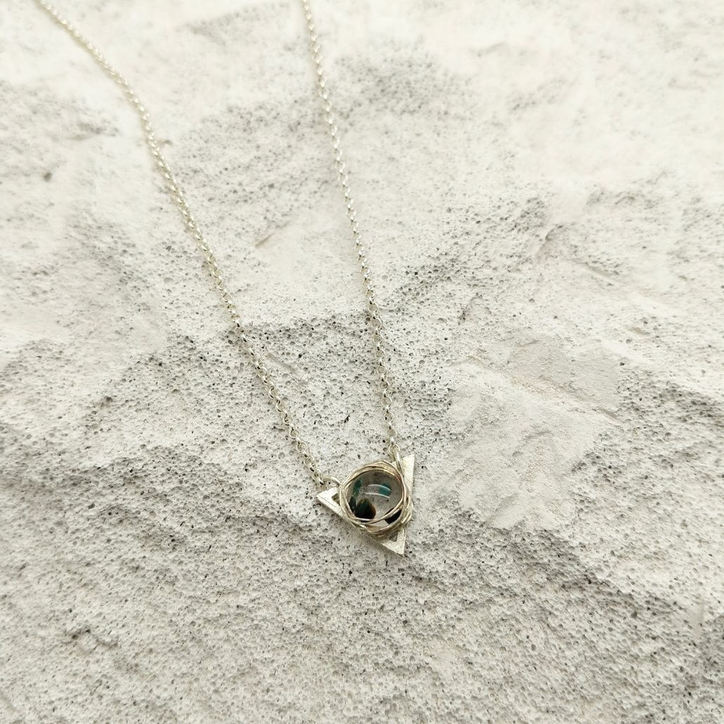 Verre et argent - Pièce unique - Pendentif S