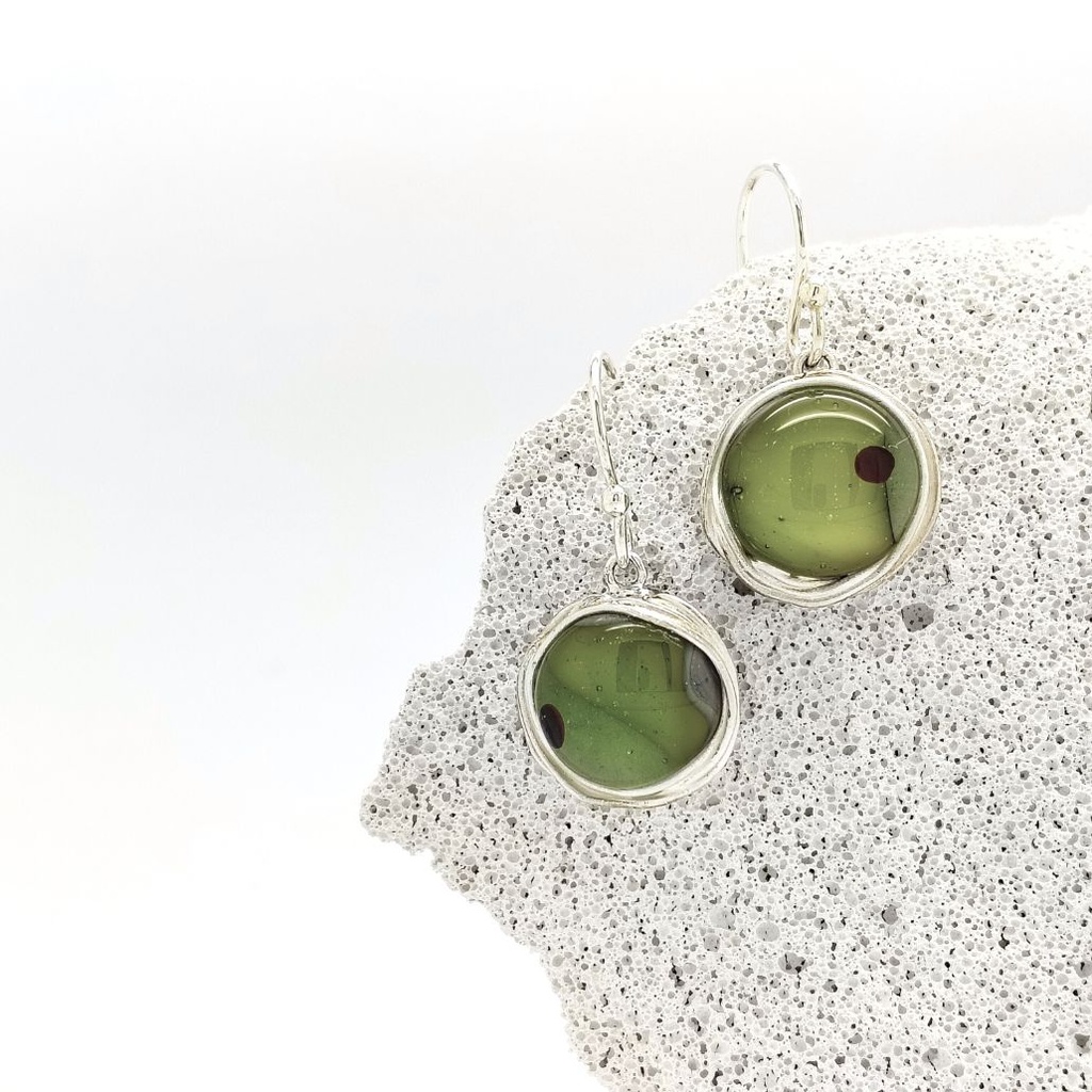 Verre et argent - Pièces uniques - Bo articulées verre vert