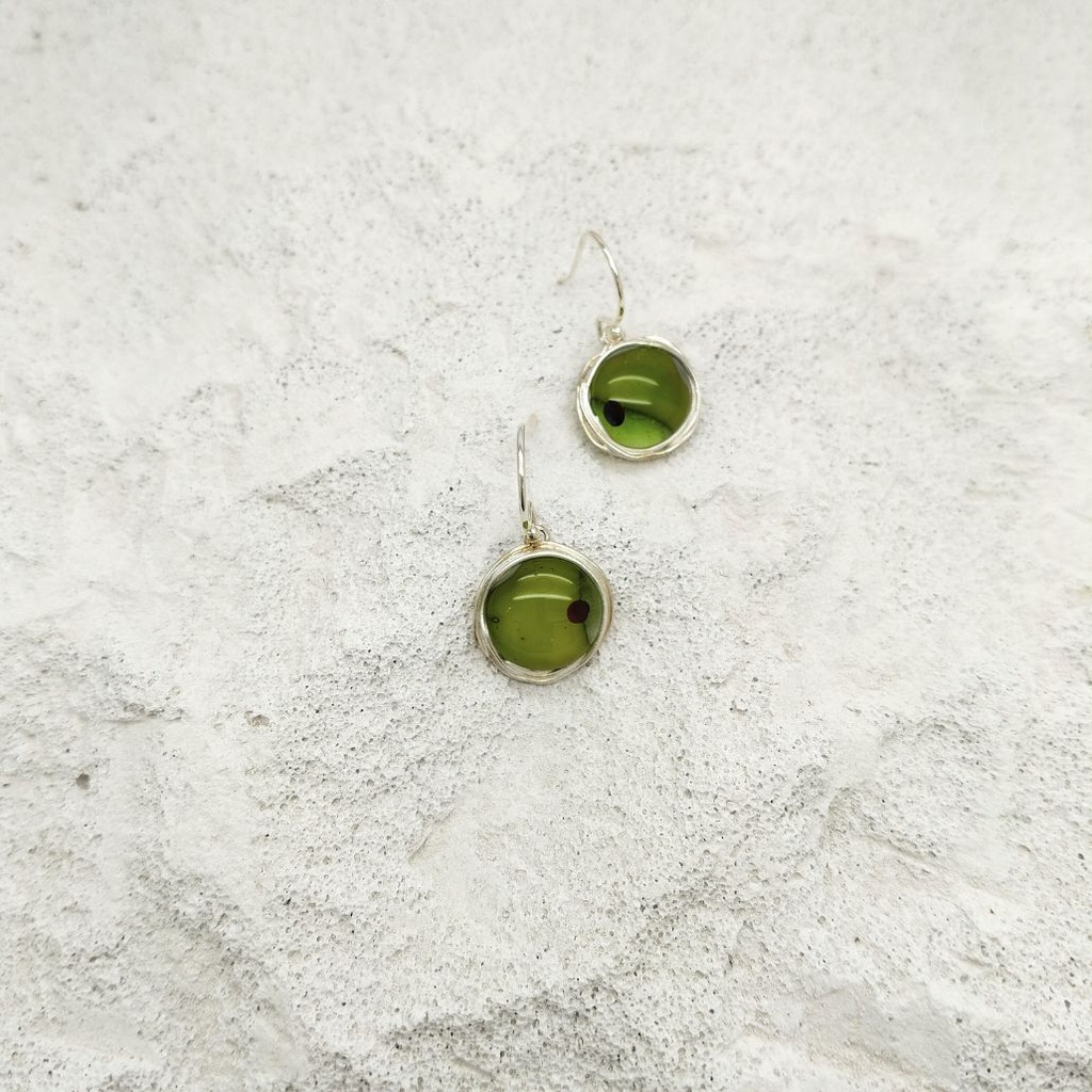 Verre et argent - Pièces uniques - Bo articulées verre vert