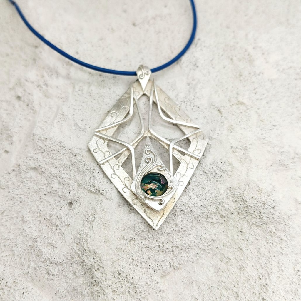Verre et argent - Pièce unique - Pendentif XL
