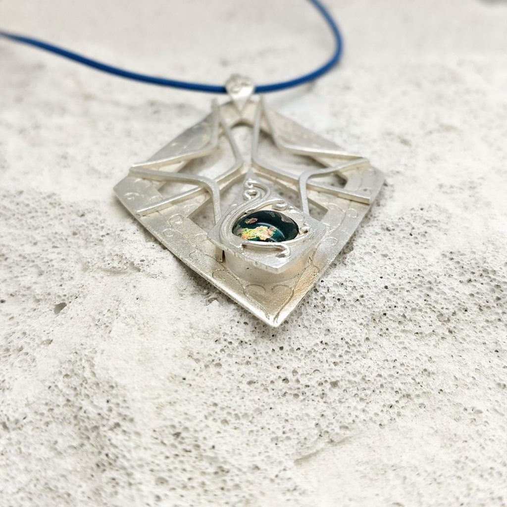 Verre et argent - Pièce unique - Pendentif XL