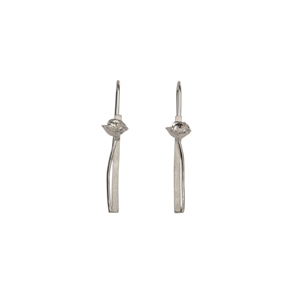 Klaproos - Klaproos met steel - Oorbellen op lange draad