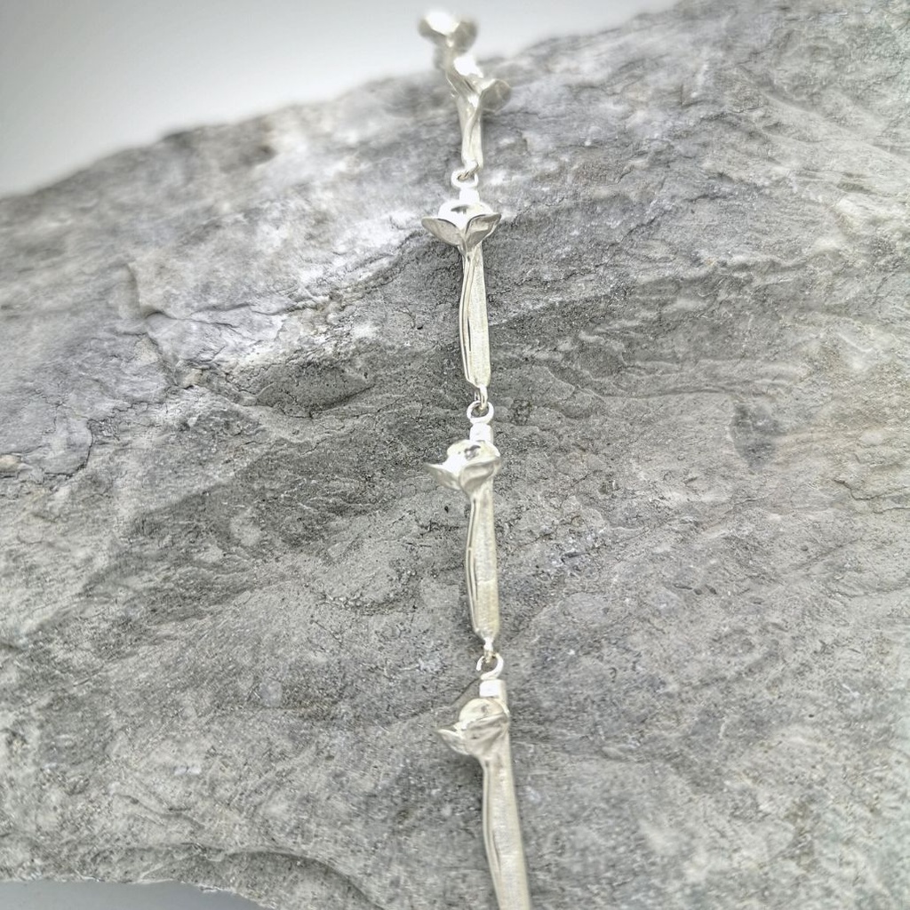 Klaproos - Gelede armaband - Bloem op steel