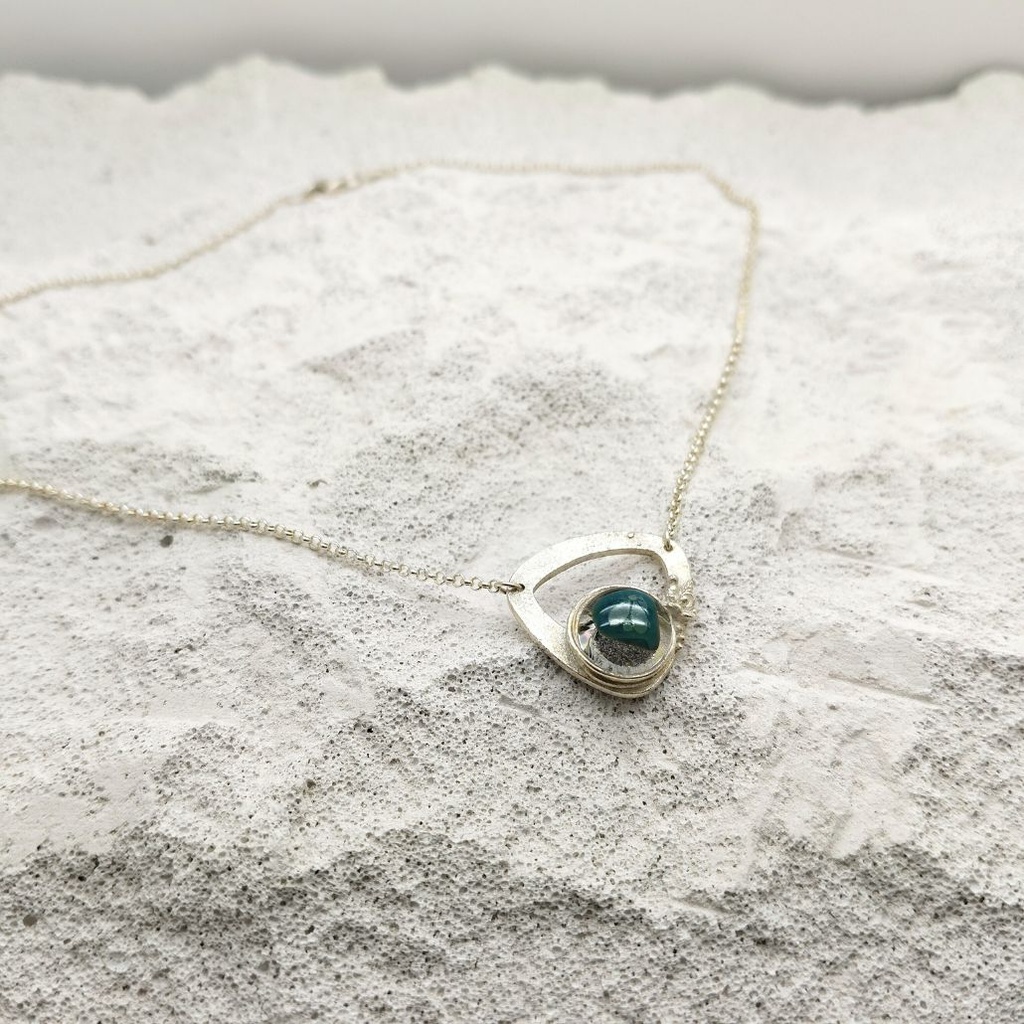 Verre et argent - Pièce unique - Pendentif - Inspiration nature - M