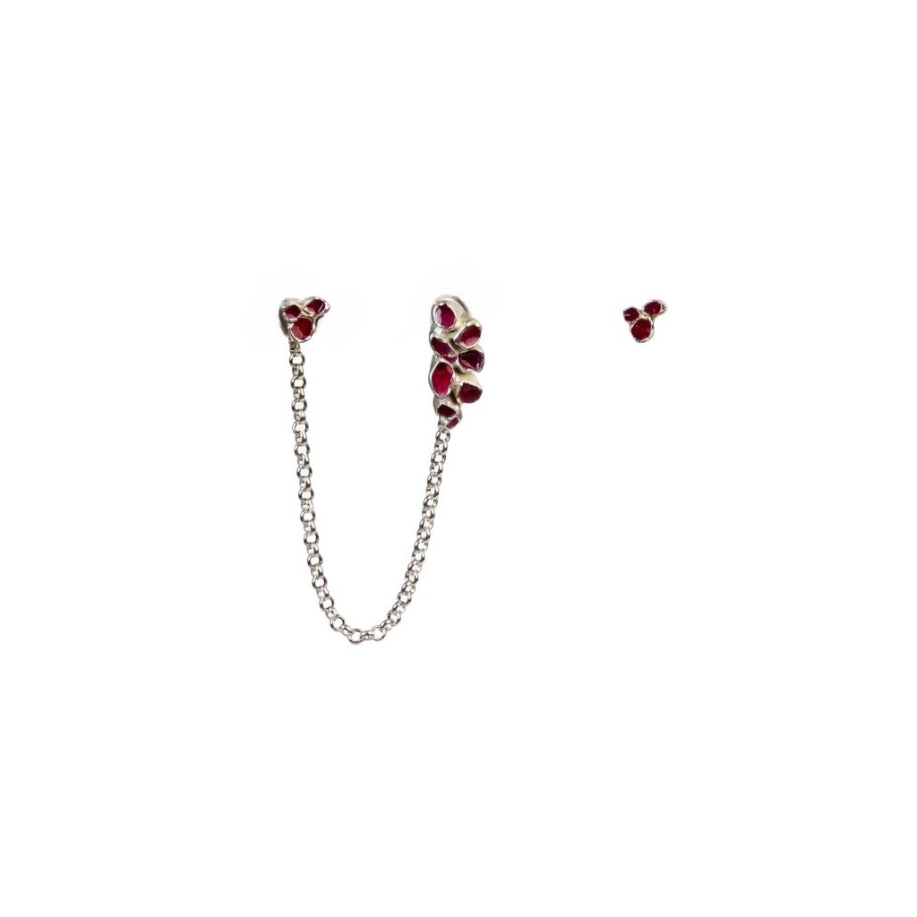 Plezier - 3 oorbellen met asymmetrische ketting