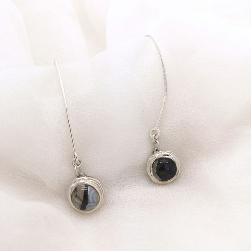 [EAV.OO1.1] Zilver en glas - Mobiele oorbellen L